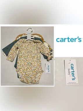 🆕CARTER’S - 3M - NWT - 4PK - INFANT GIRLS FLORAL BODYSUITS / ONESIES